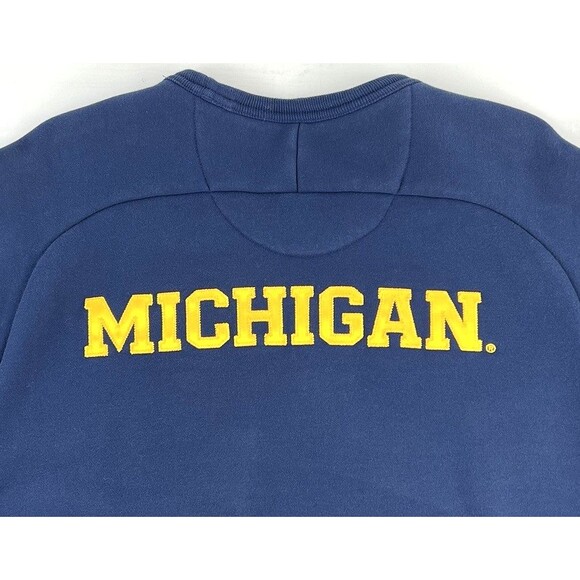 Jordan Michigan Wolverines 465 Icon Fleece Crew Sweatshirt Blue Jumpman Mens L - Picture 6 of 9